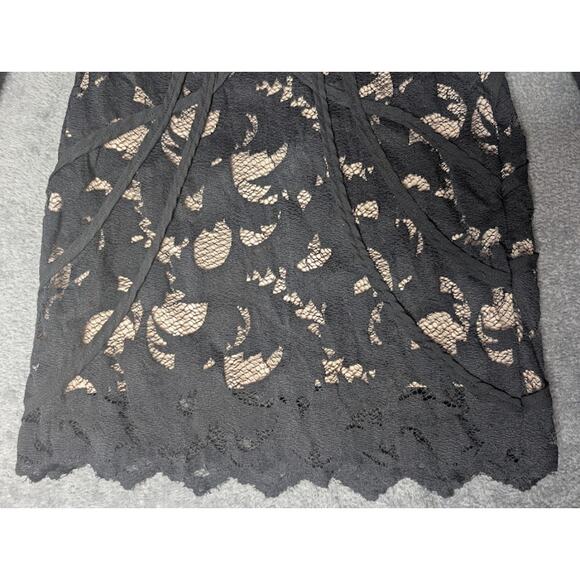 H & M GOLD LABEL-Bare back Bodycon Mini Lace Dress Nude lining size 2 GlamLook - Picture 3 of 10